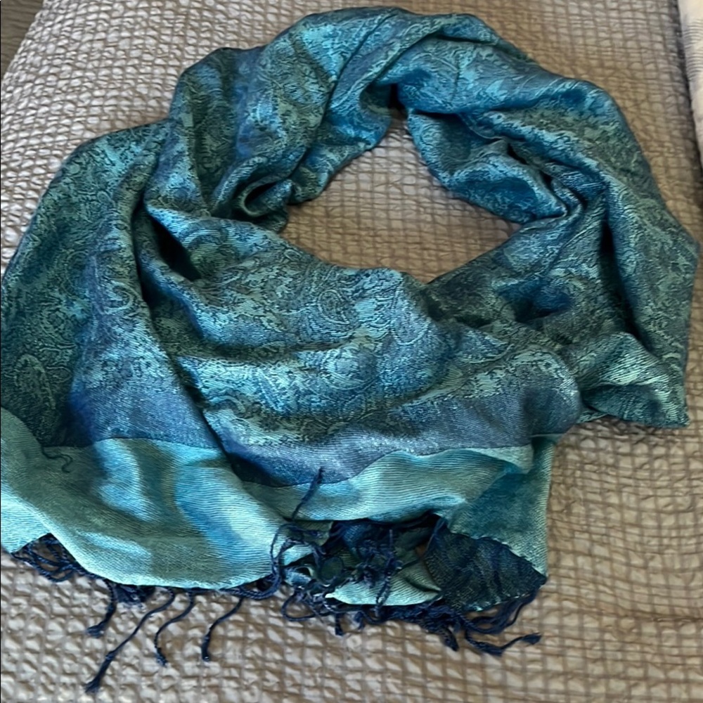 Elegant Blue Paisley Scarf